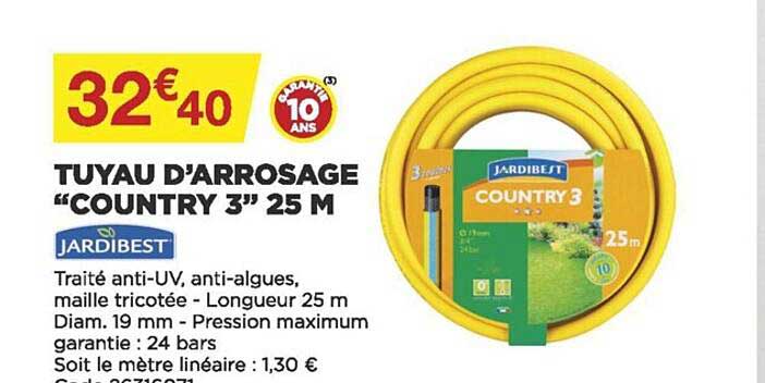 tuyau d'arrosage "country 3" 25 m jardibest