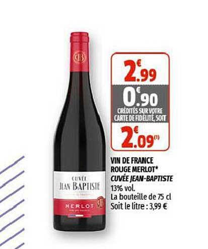 vin de france rouge merlot cuvée jean-baptiste