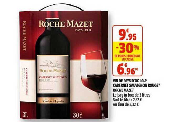 vin de pays d'oc i.g.p. cabernet sauvignon rouge roche mazet