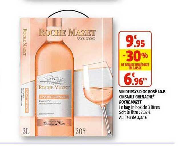 vin de pays d'oc rosé i.g.p. cinsault grenache roche mazet