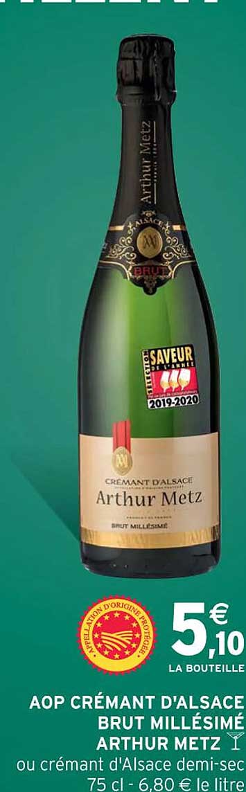 aop crémant d'alsace brut millésimé arthur metz