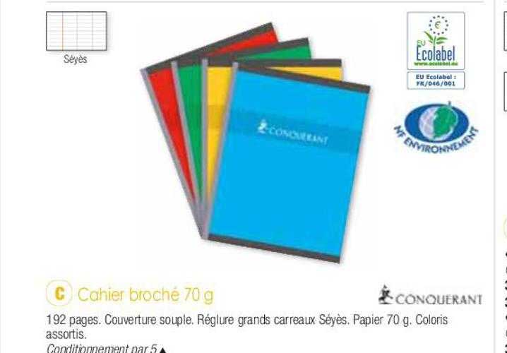 Cahier Broché 70 G Conquérant