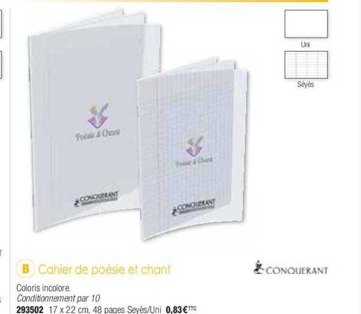 cahier de poésie et chant conquérant