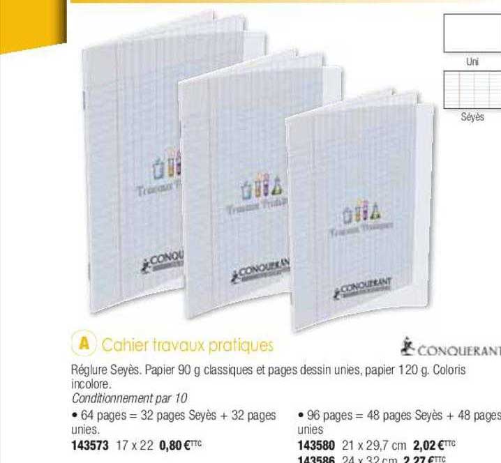 Cahier Travaux Pratiques Conquérant