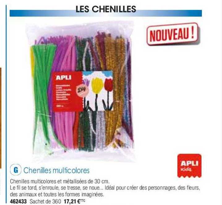 chenilles multicolores apli kids