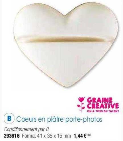 cœurs en plâtre porte-photos graine créative