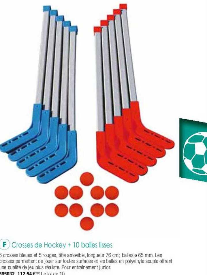 crosses de hockey + 10 balles lisses