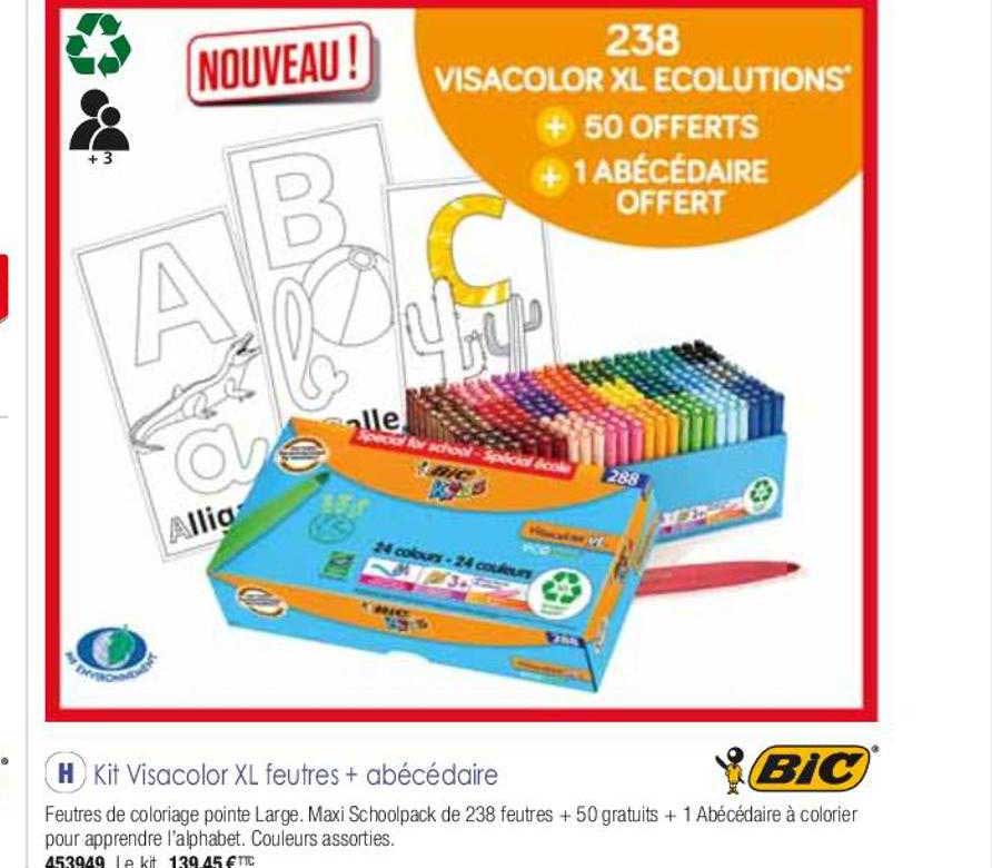 kit visacolor xl feutres + abécédaire bic