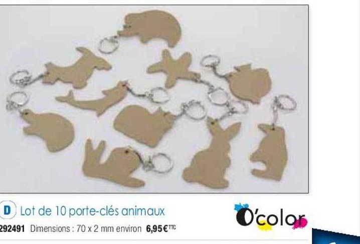 lot de 10 porte-clés animaux o'color