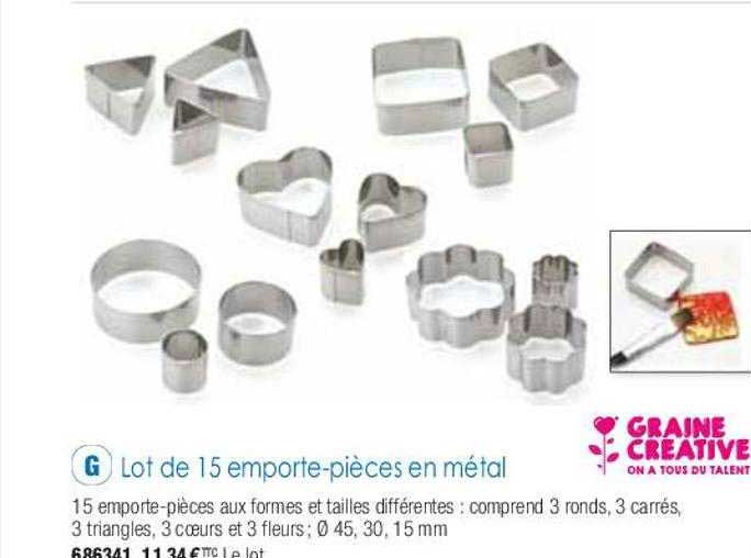 lot de 15 emporte-pièces en métal graine créative