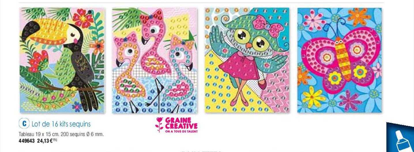 lot de 16 kits sequins graine créative