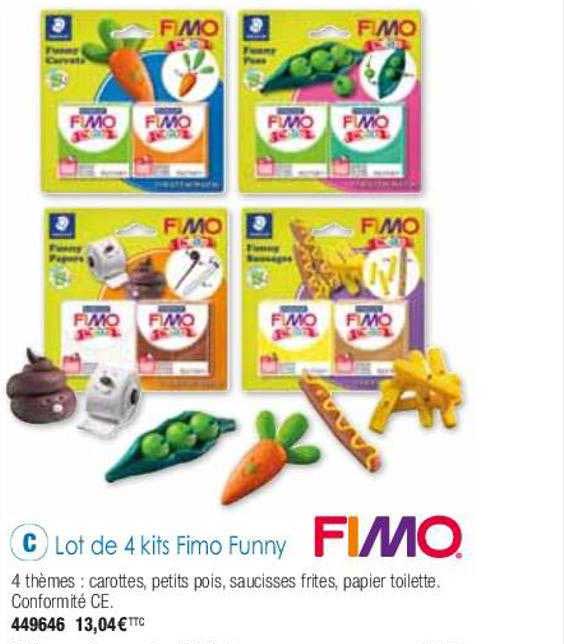 lot de 4 kits fimo funny