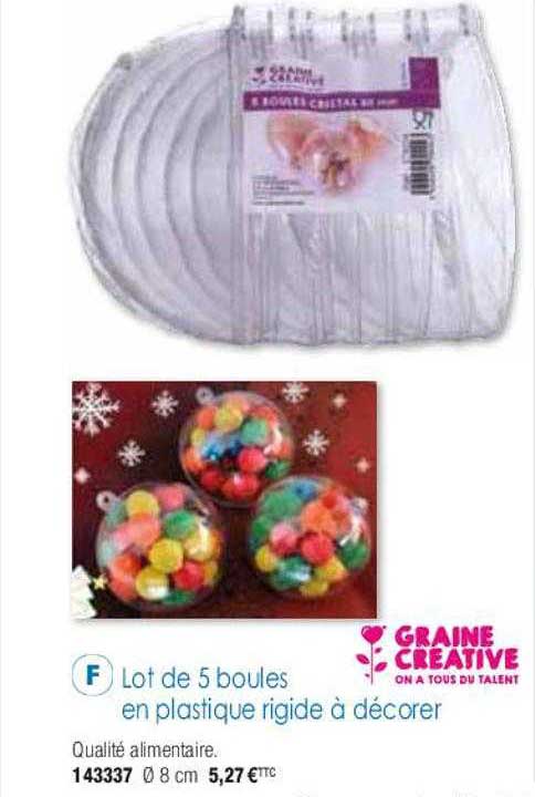 lot de 5 boules en plastique rigide à décorer graine créative