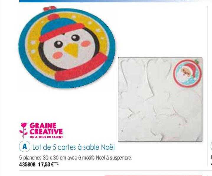 lot de 5 cartes à sable noël graine créative