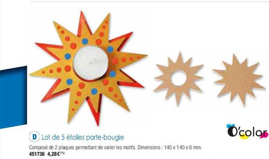 lot de 5 étoiles porte-bougie o'color