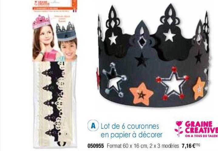 lot de 6 couronnes en papier à décorer graine créative