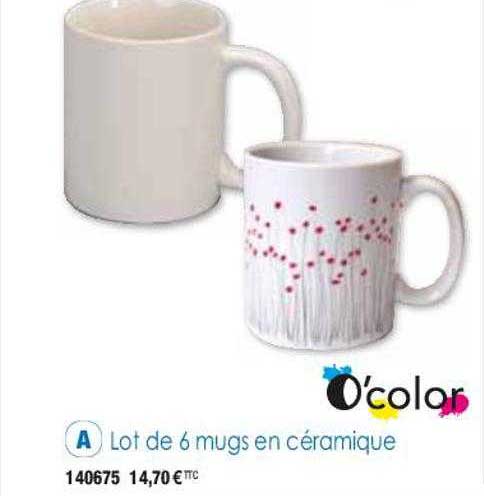 lot de 6 mugs en céramique o'color