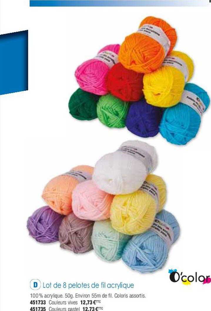 lot de 8 pelotes de fil acrylique o'color
