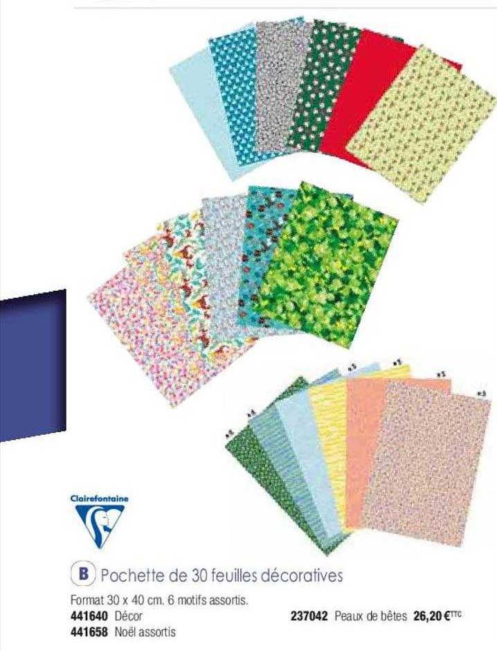 Pochette De 30 Feuilles Décoratives Clairefontaine
