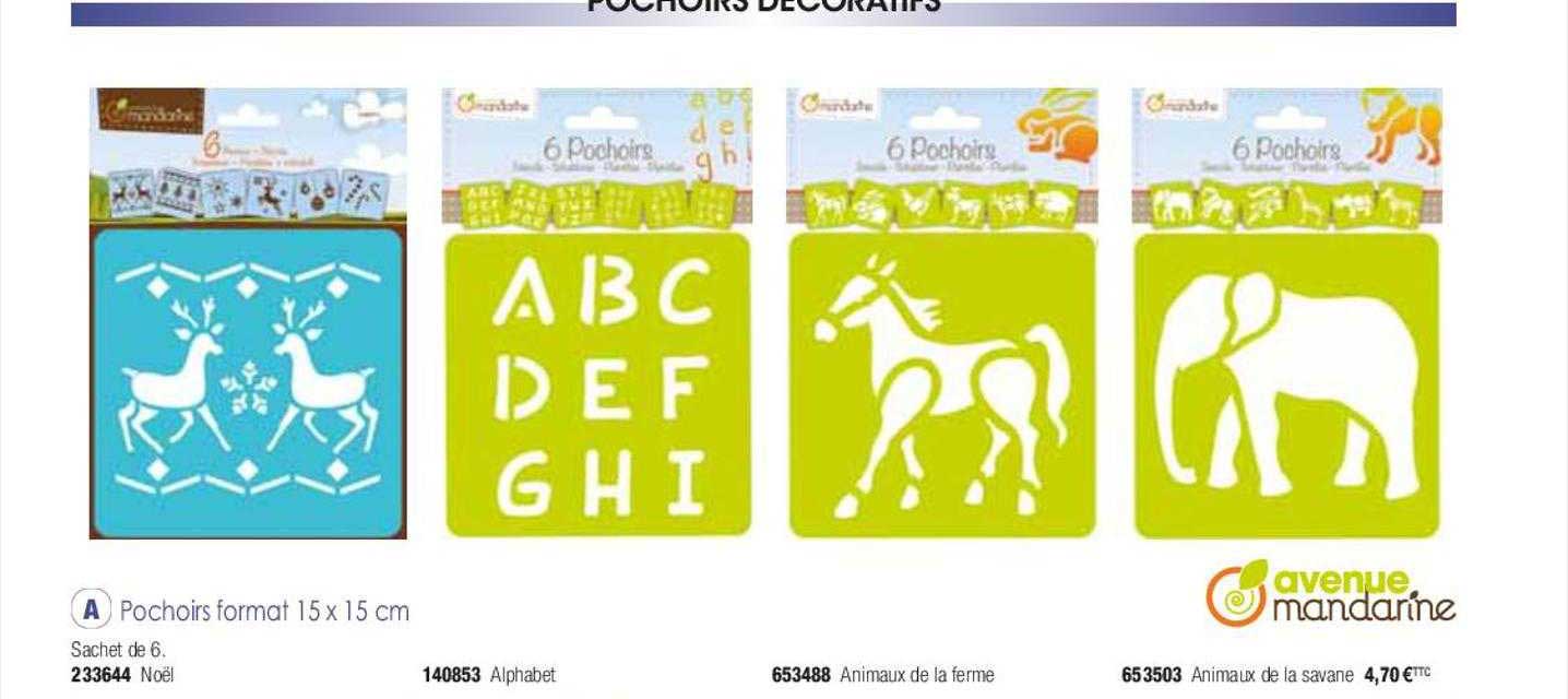 pochoirs format 15 x 15 cm avenue mandarine