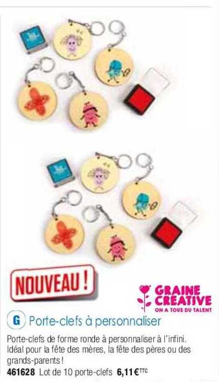 porte-clefs à personnaliser graine créative