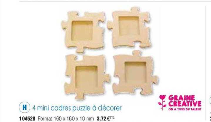 4 mini cadres puzzle à décorer graine créative