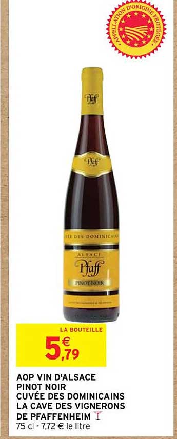 aop vin d'alsace pinot noir cuvée des dominicains la cave des vignerons de pfaffenheim