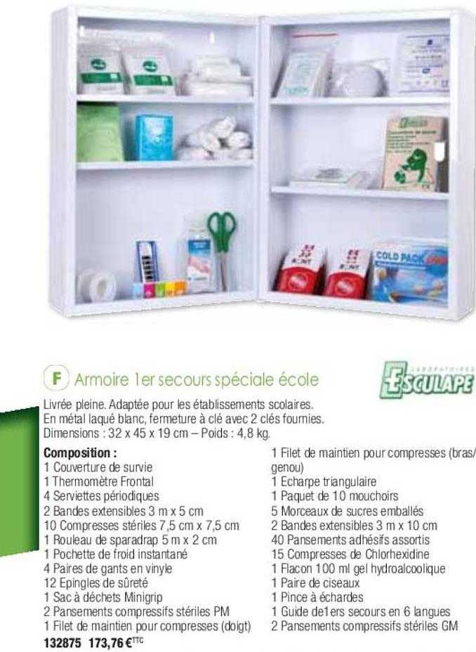 armoire 1er secours spéciale école esculape