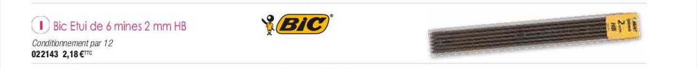bic étui de 6 mines 2 mm hb
