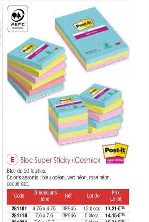 bloc super sticky «cosmic» post-it