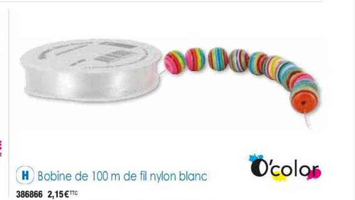 bobine de 100 m de fil nylon blanc o'color
