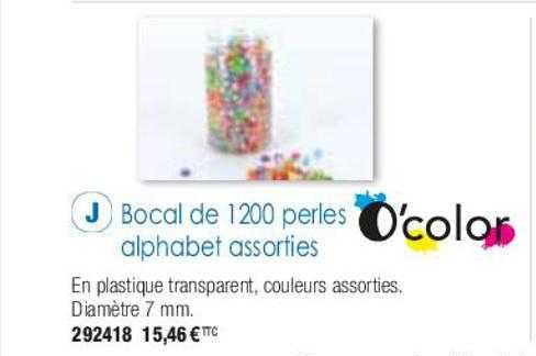 bocal de 1200 perles alphabet assorties o'color