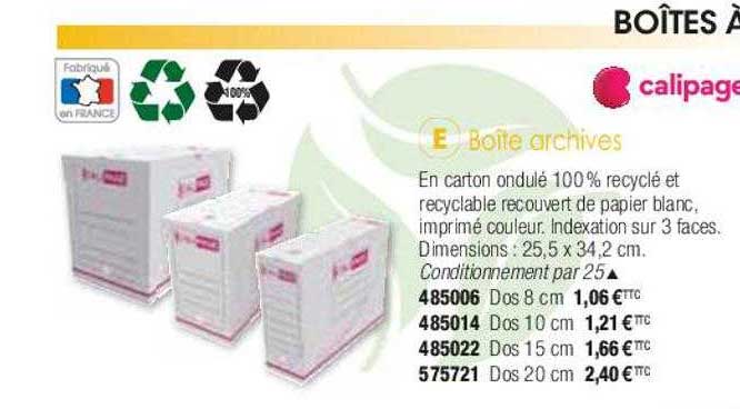boîte archives calipage