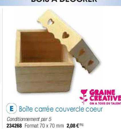 boîte carrée couvercle cœur graine créative