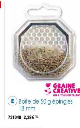 Boîte De 50 G épingles 18 Mm Graine Créative