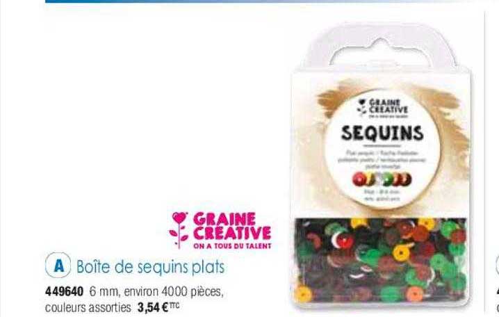 boîte de sequins plats graine créative