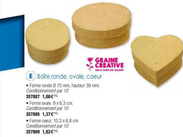 boîte ronde, ovale, cœur graine créative