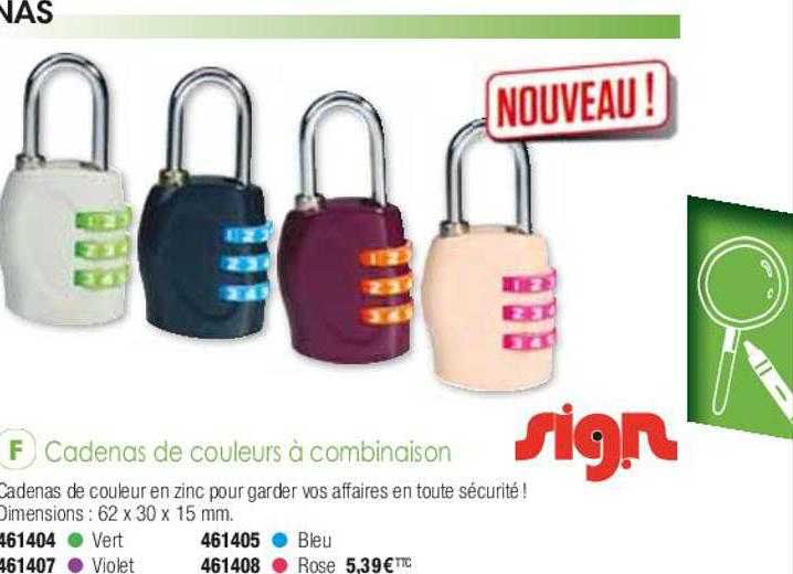 cadenas de couleurs à combinaison sign