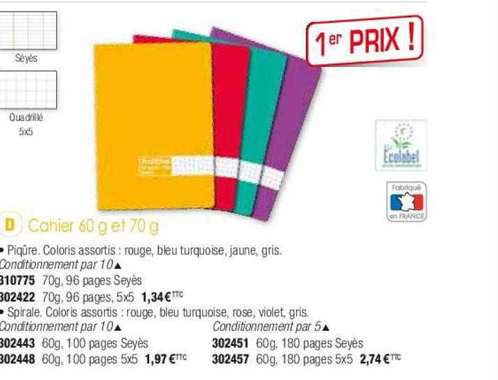 Cahier 60 G Et 70 G