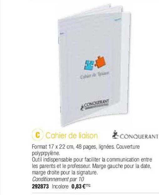 cahier de liaison conquérant