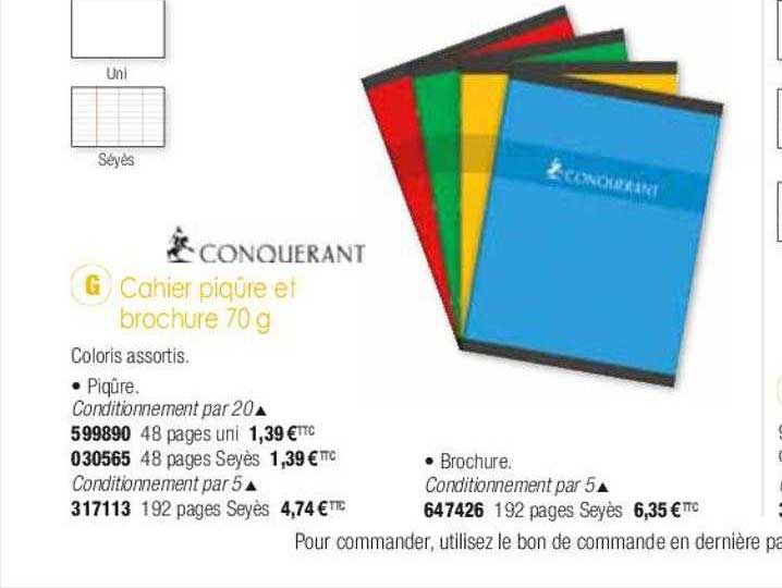Cahier Piqûre Et Brochure 70 G Conquérant
