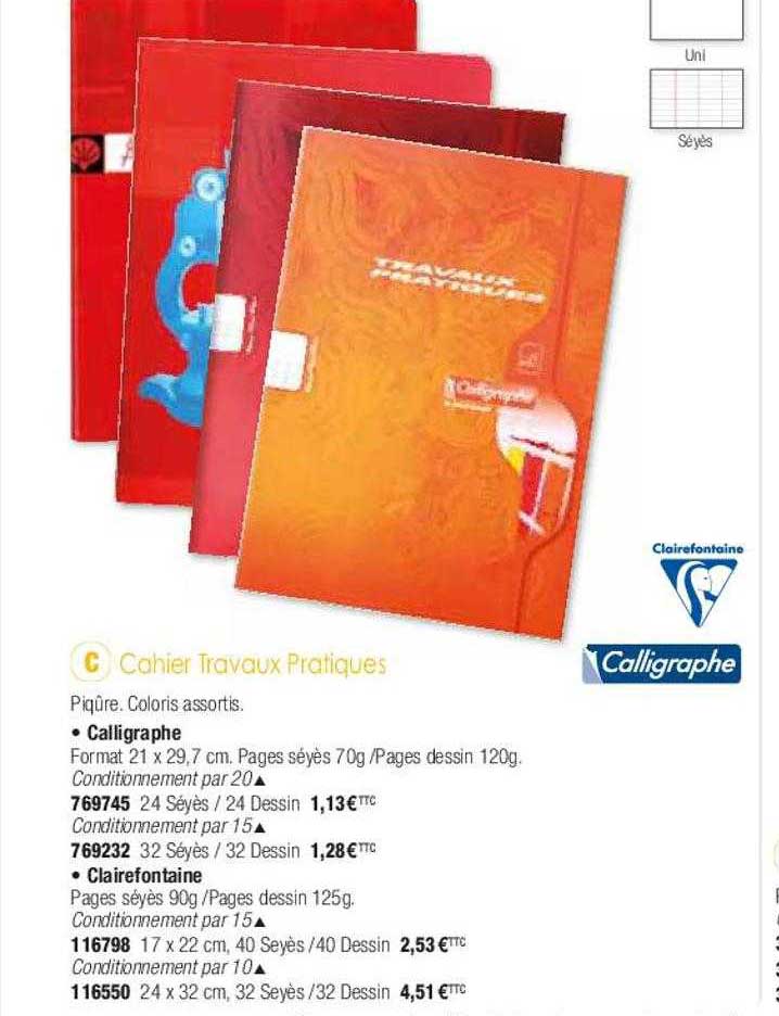 cahier travaux pratiques calligraphe