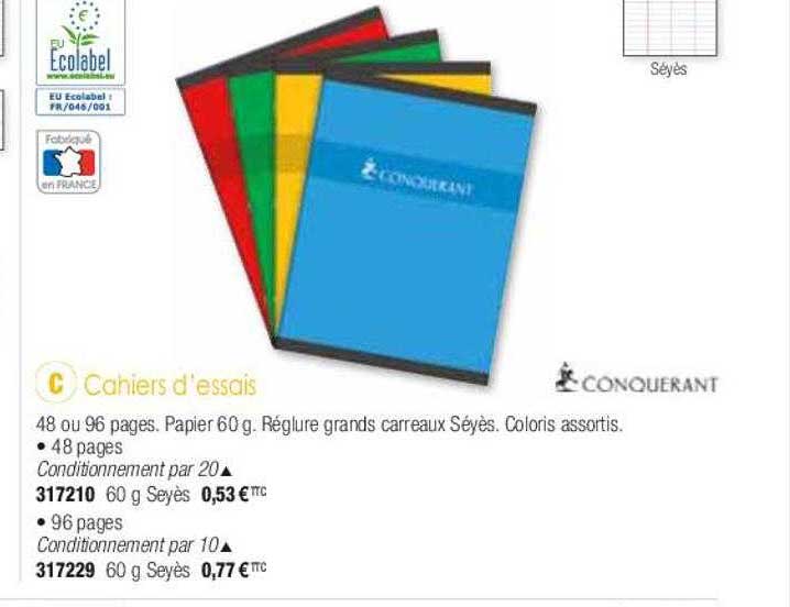 cahiers d'essais conquérant