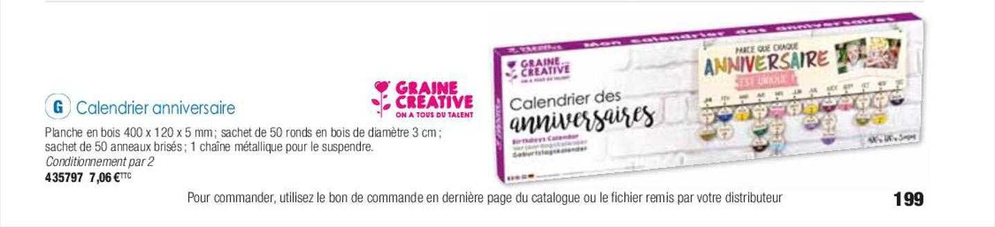 calendrier anniversaire graine créative
