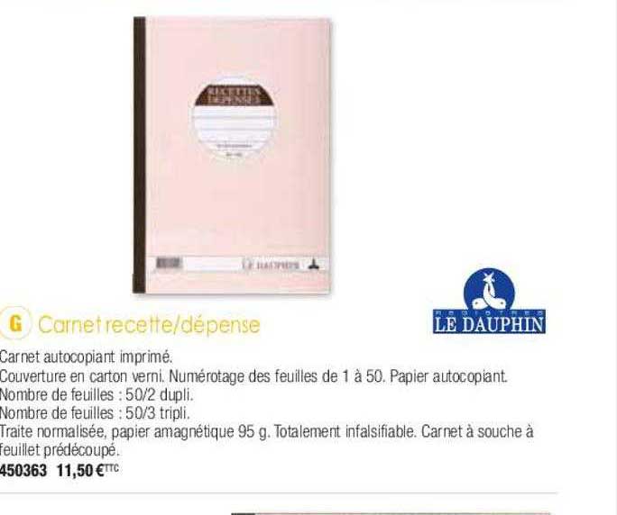 carnet recette-dépense le dauphin