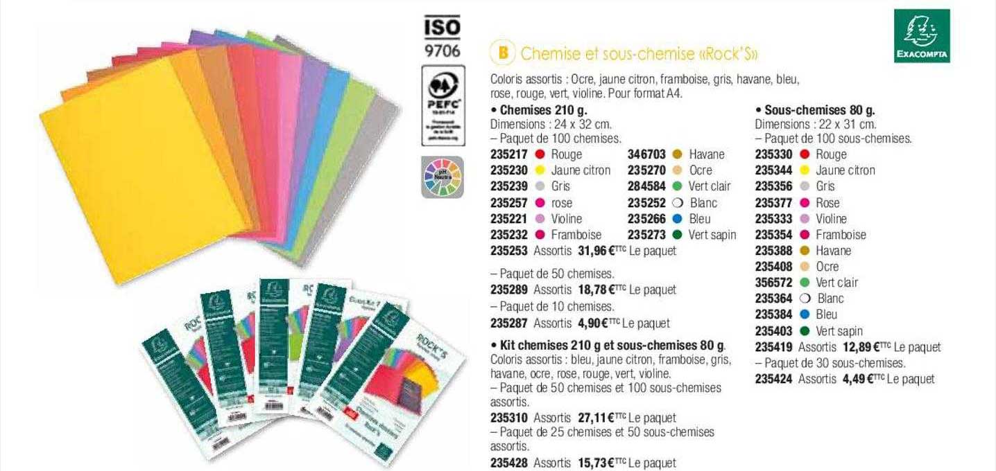 chemise et sous-chemise «rock's» exacompta