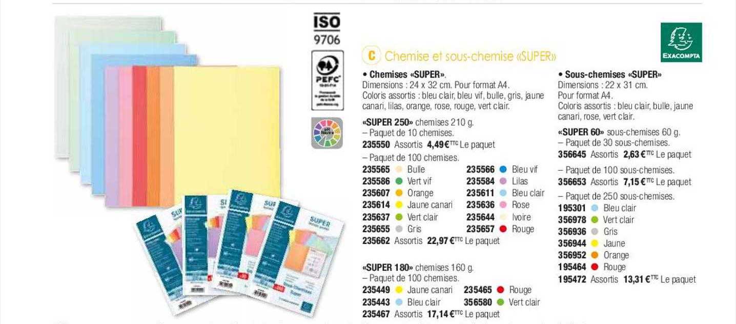 chemise et sous-chemise «super» exacompta