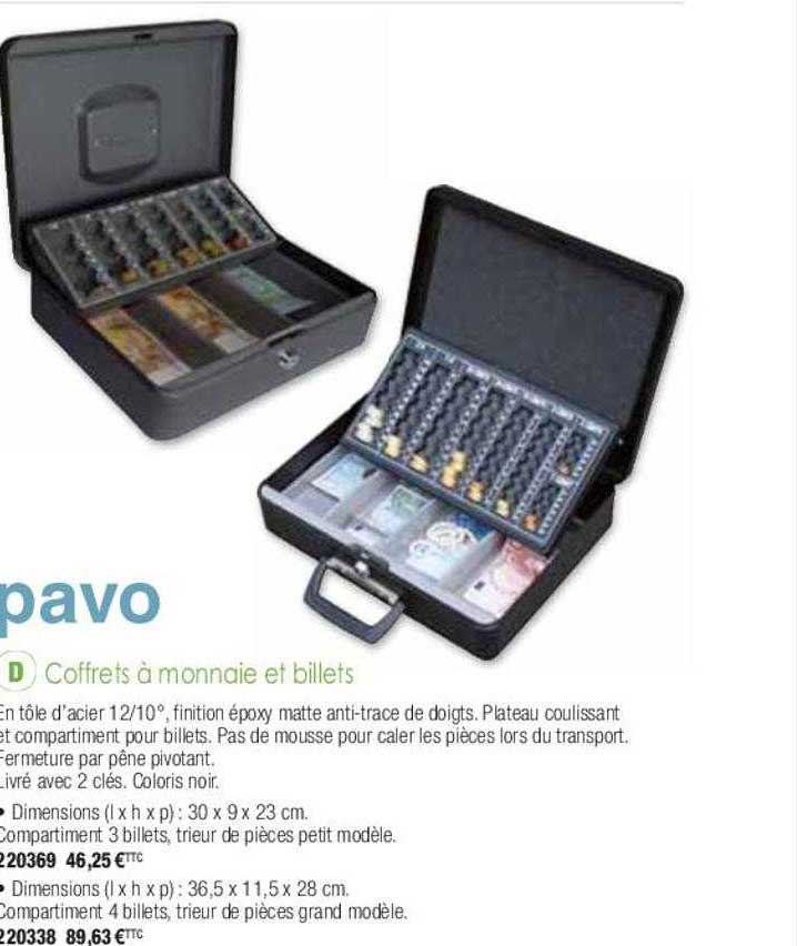 coffrets à monnaie et billets pavo
