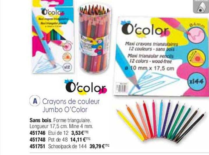 crayons de couleur jumbo o'color