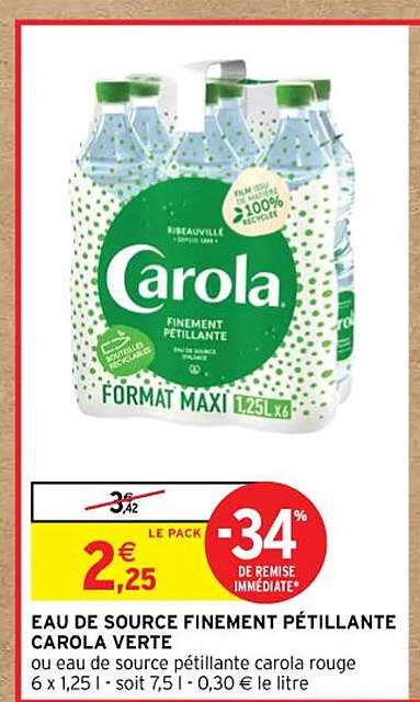 eau de source finement pétillante carola verte